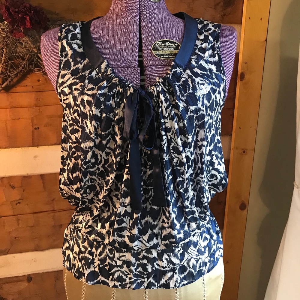 BCBG Silk Print Top